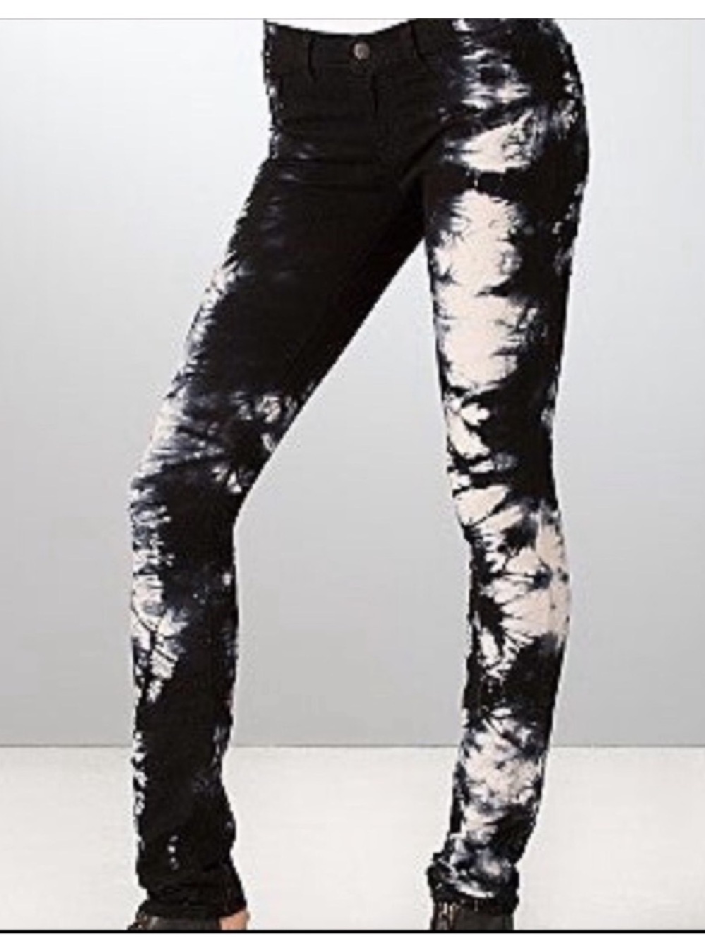 J Brand Womens 24 Tie Dye Black White Navy Brushed Cotton Jeans Skinny